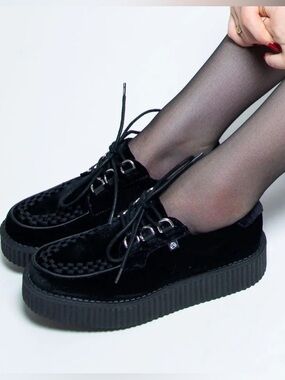 T•U•K FOOTWEAR Black Velvet Anarchic Creeper